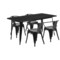 Emma and Oliver Commercial Grade Rectangular Metal Indoor-Outdoor Table Set with 4 Arm Chairs